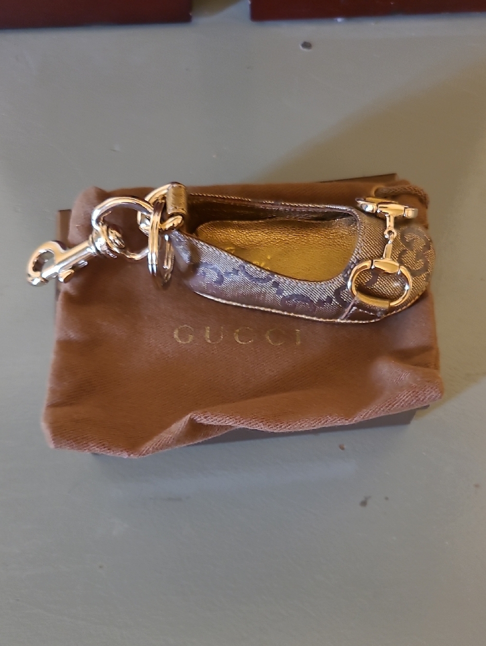 Gucci Brown Monogram Mini Bag Charm with Gold Hardware - Picture 2 of 9